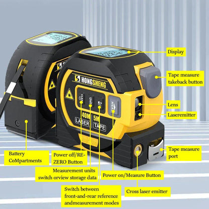 CraftZoneStore™️ 3-in-1 Infrared Laser Tape Measure